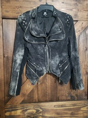 NUEVO Doble Cero Mujer Punk Remache Cremallera Tachonado Chaqueta Motocicleta Prendas de abrigo Abrigo  Foto 1 de 4