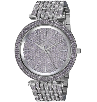 Michael Kors Darci Argento Cristalli Viola, Pavè, Bling, Glitz, Orologio MK3850 - Immagine 1 di 4