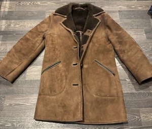 Vintage Barretts Of Feckenham Natural Sheepskin Coat Jacket Size UK M / L - Picture 1 of 6