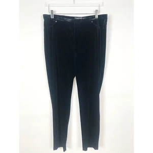 Ivanka Trump Pants Womens Large Black Velvet Velour High Rise Regencycore Royal - Picture 1 of 11