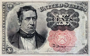 1874-76 10¢ Fractional, Fifth Issue F-1265, Red Seal Long Thin Key, CU Condition - Picture 1 of 3