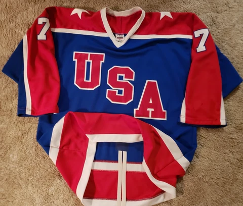 Neal Broten 1980 pre Olympic schedule jersey NHL ATHLETIC SEWING made in USA Cover
