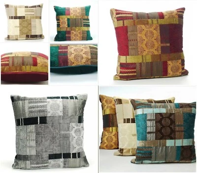 Prague Appliqué' Patchwork Cushion Cover with Velvet Reverse  - Image 1 of 3