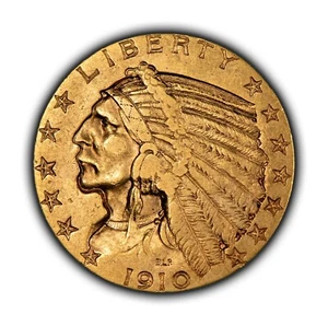 1910-S G$5 Indian Head Gold Half Eagle - Attractive Even Circulation - SKU-G3859 - Picture 1 of 8