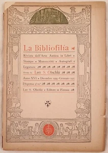 La Bibliophilia Leo Olschki Diciembre 1914 Enero 1915 Petrarca Vesalian Lipsia - Bild 1 von 3