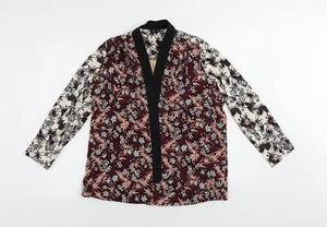 River Island Womens Purple Floral Polyester Kimono Blouse Size 8 V-Neck - Open - Picture 1 of 10