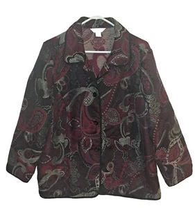 CJ Banks Women’s 1X Red Gray Blazer Suit Jacket Art To Wear - Picture 1 of 5