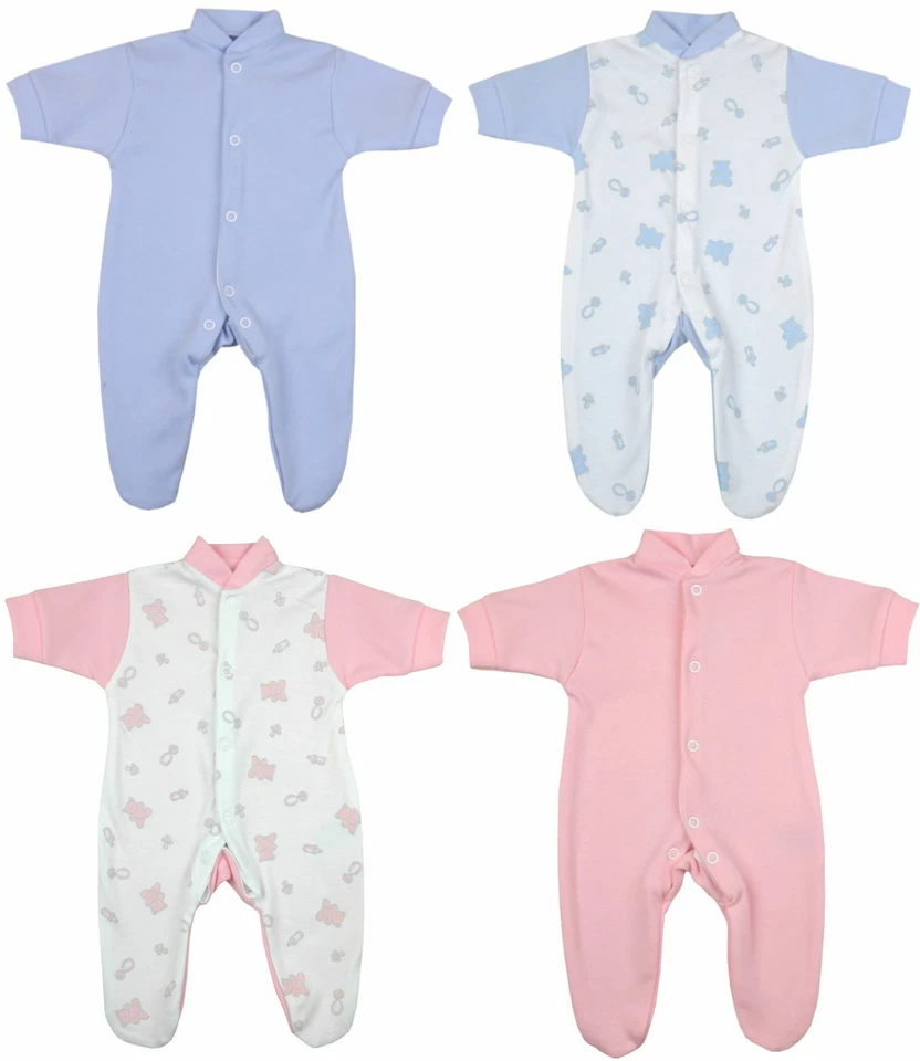 BabyPrem 2 x Premature Baby Sleepsuits Babygrows Preemie Girls Clothes 1-7lbs