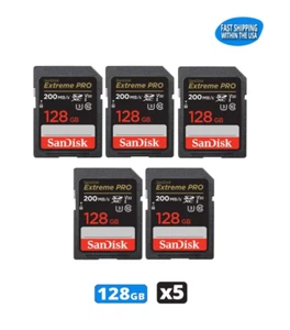128GB Sandisk Extreme Pro SD Card for Camera / Trail Camera / Computers (5 Pack) - Picture 1 of 6