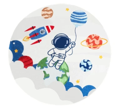 Alfombra antideslizante Space Children para sala de juegos dormitorio redonda mullida felpa suave 40"x40" Foto 1 de 4