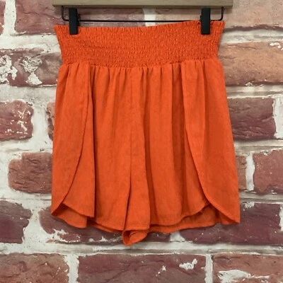 Pantalones Cortos Bebe Para Mujer Medianos Naranja Jacquard Abstracto Tiro Alto Todos los Días Pull On Foto 1 de 4