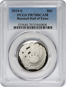 2014-S Hall of Fame Baseball Commemorative Half PR70DCAM PCGS Proof 70 Deep Cam - Picture 1 of 2