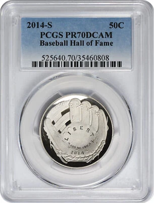 2014-S Hall of Fame Baseball Commemorative Half PR70DCAM PCGS Proof 70 Deep Cam - Image 1 of 2