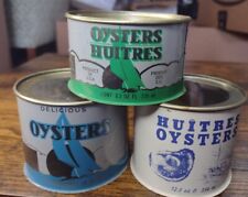 3xMadison Seafood Oyster Tin Cans 1-12 Oz Blue⛵ 1-8 Oz Green⛵ & 1- 12 Oz Huitres