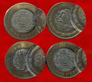 Mexico 10 Pesos AZTEC BIME-TAL Double StrucK ERROR UNC LOT 2 PCS - Picture 1 of 1