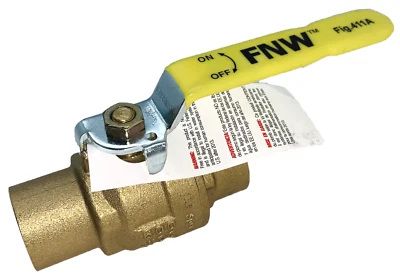 FNW Figure 411A 1" Brass Body Sweat Full Port Ball Valve 2 PC SWT 600 WOG 150WSP - Image 1 of 4