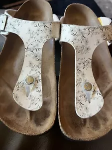 Sandalias Birkinstock Papillio para mujer 10 blancas grises florales cómodas tanga deslizables - Imagen 1 de 10