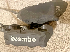 Brembo mono-block M4.32 front brake callipers 100mm braided hoses & pads - Picture 1 of 4