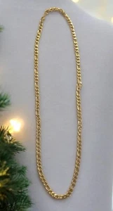Unisex Gold Plated Figaro Chain Stainless Steel Necklace Jewelry Hzman - Picture 1 of 10