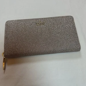 Cartera Continental Grande Kate Spade New York Shimmy Oropel Brillo Oro Rosa Nueva - Imagen 1 de 7