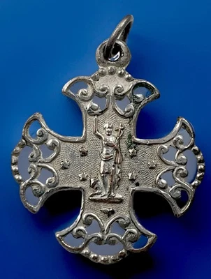 Католическая антикварная медаль с крестом Grand Pardon De Chaumont 1901 г. - Изображение 1 из 4