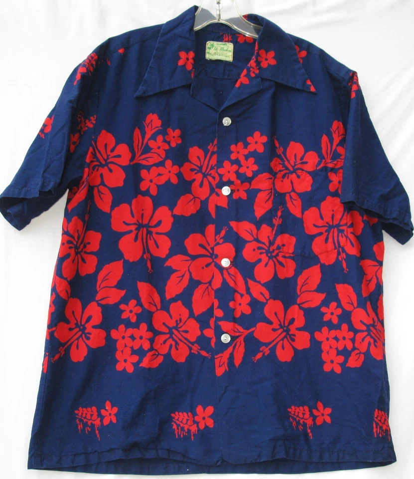 Camisa hawaiana vintage Ui-Maikai manga corta para hombre todo algodón 23" pit to pit Foto 1 de 1
