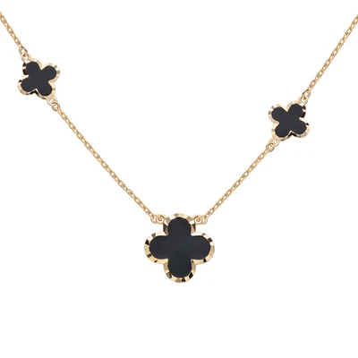 Collar Estación Trébol Negro | Ónix | Plata 925 | Chapado en Oro Amarillo Foto 1 de 3