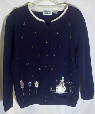 Cárdigan de Navidad Shenanigans Vintage Bordado Azul Marino Talla L Foto 1 de 4