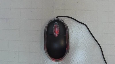 Mouse USB Wired, Scroll Wheel 3 button, Black, Red LED Light, For Laptop PC Mac - Image 1 of 3