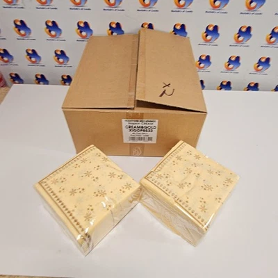 Tovaglioli Natalizi Oro Crema 40 CM 2 Strati Confezione da 1000 Motivi... - Immagine 1 di 4