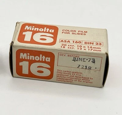 Vintage Minolta 16 Color Film For Slides 06/1973 ASA 160 DIN 23, 10x14/12x17 - Image 1 of 2