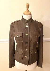 Tory Burch braune Leder Damen Jacke Sargent Pepper, Military Knopf fehlt - Bild 1 von 16