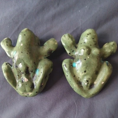 1950s Naughty Ceramic Frogs set 2 Anatomically Correct Male and Female Figurines - Image 1 of 4