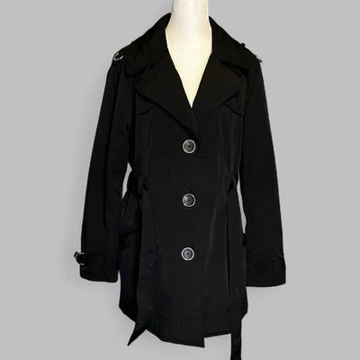 Weather Tamer Black Trench Coat Women’s Size Large  - Image 1 of 4