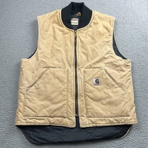 Vintage Carhartt Duck Canvas Vest Mens Large Quilt Lined USA Union Made Faded - Picture 1 of 8
