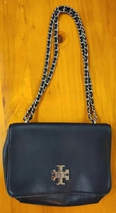 TORY BURCH Bag Black Pebble Leather Cross Body Convertible Shoulder Bag Women's - Picture 1 of 9
