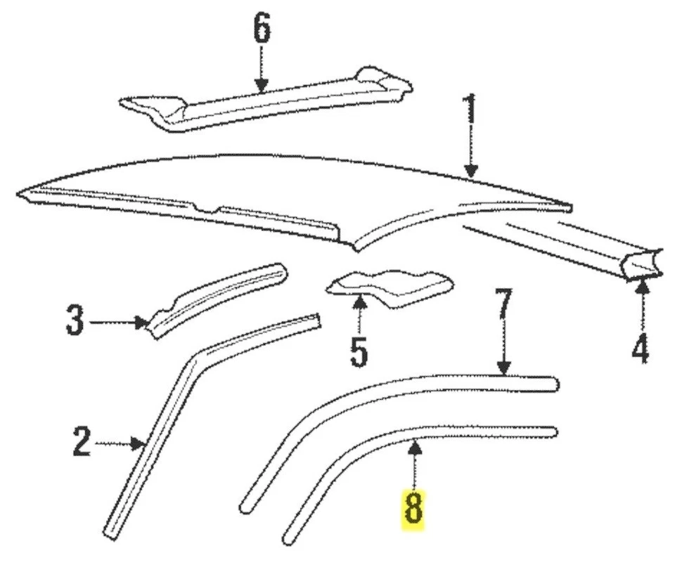 GENUINE OEM Porsche Roof Trim Rubber Seal 94455970700 924 944 968 1985-1995 - Image 1 of 1