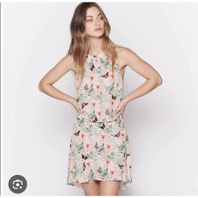 Vestido de Seda Joie Talla XS Melocotón Mariposa Cintura Caída Ojo de Cerradura Sin Mangas Foto 1 de 4