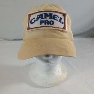 Vintage Camel Pro Hat Cap Snap Back Beige Mesh Trucker Patch Racing Mens 80s - Picture 1 of 9