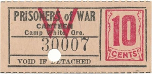 USA WWII POW Camp Chits OR-2-1-10 Camp White OR 10 cent Prisoner of War - Picture 1 of 1