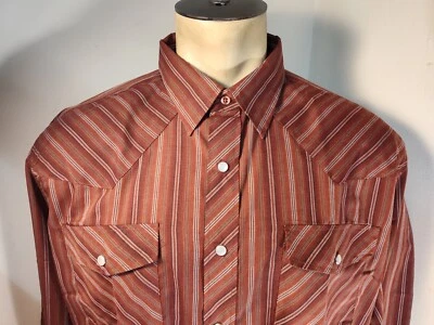 Haband Mens Western Button Up Shirt Pearl Snaps L Large Rustic Long Sleeve - Image 1 of 4
