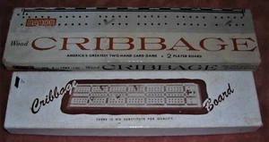 2 Vintage Wood Cribbage Games Horn & Baron Brands W/ instruction & Boxes - Picture 1 of 3
