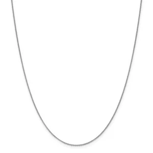 Cadena de cable plana real de oro blanco de 10kt de 1,1 mm; 16 pulgadas; cierre de langosta - Imagen 1 de 7