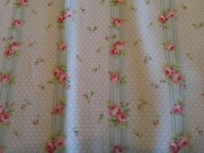 Small Pink roses on green stripes printed for Urban Gardens fabric 7/8 yd
