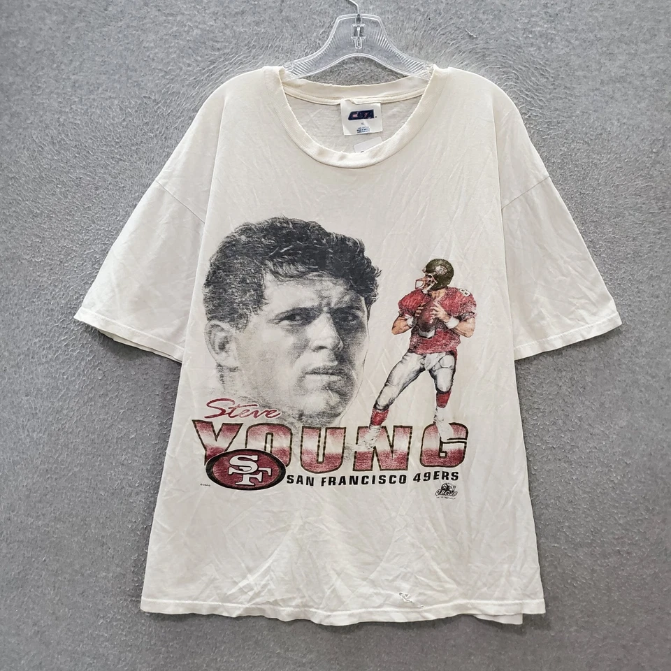 Camiseta DE COLECCIÓN San Francisco 49ers Steve Young 1997 Hombres XL Blanca Camiseta NFL LEER Foto 1 de 4