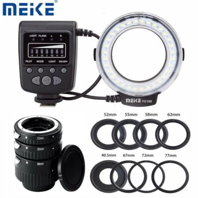 Meike MK-N-AF-B Auto Focus AF Macro Extension Tube + FC-100 Ring Flash for Nikon - Image 1 of 4