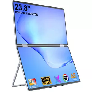 Dual Screen Folding Monitor 15.6" Dual Portable Display Laptop Monitor Extender - Picture 1 of 9