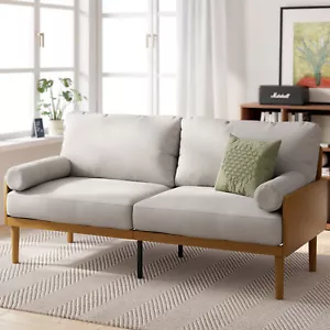 Zinus Sofa 3 Seater Couch Chair Lounge Fabric Wood Frame Grey Arden - Picture 1 of 2