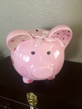 Large Piggy Bank For Sale Ebay - baby s first piggy bank large ceramic bank pink pig floral w ribbon on head