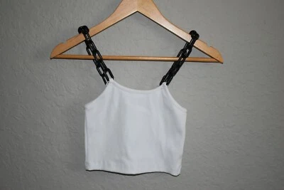The Ragged Priest Chain Strap White Ribbed Crop Top in S has a Retro Grudge Look - Image 1 of 4